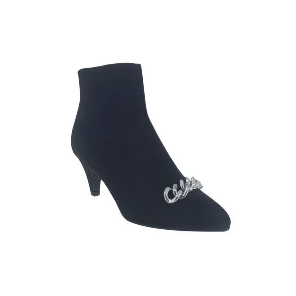 Impo Womens 8.5 M Black Elicia Chain Detail High Heel Ankle Booties NIB PI9
